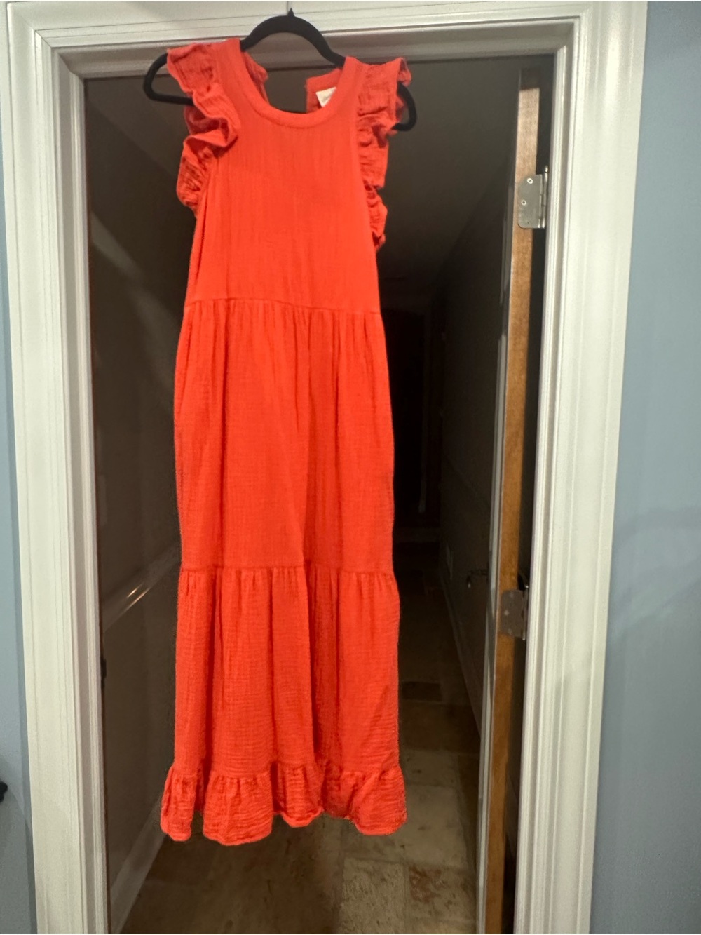 Universal threads- Ruffled Sleeve Maxi Dress - Bright Coral